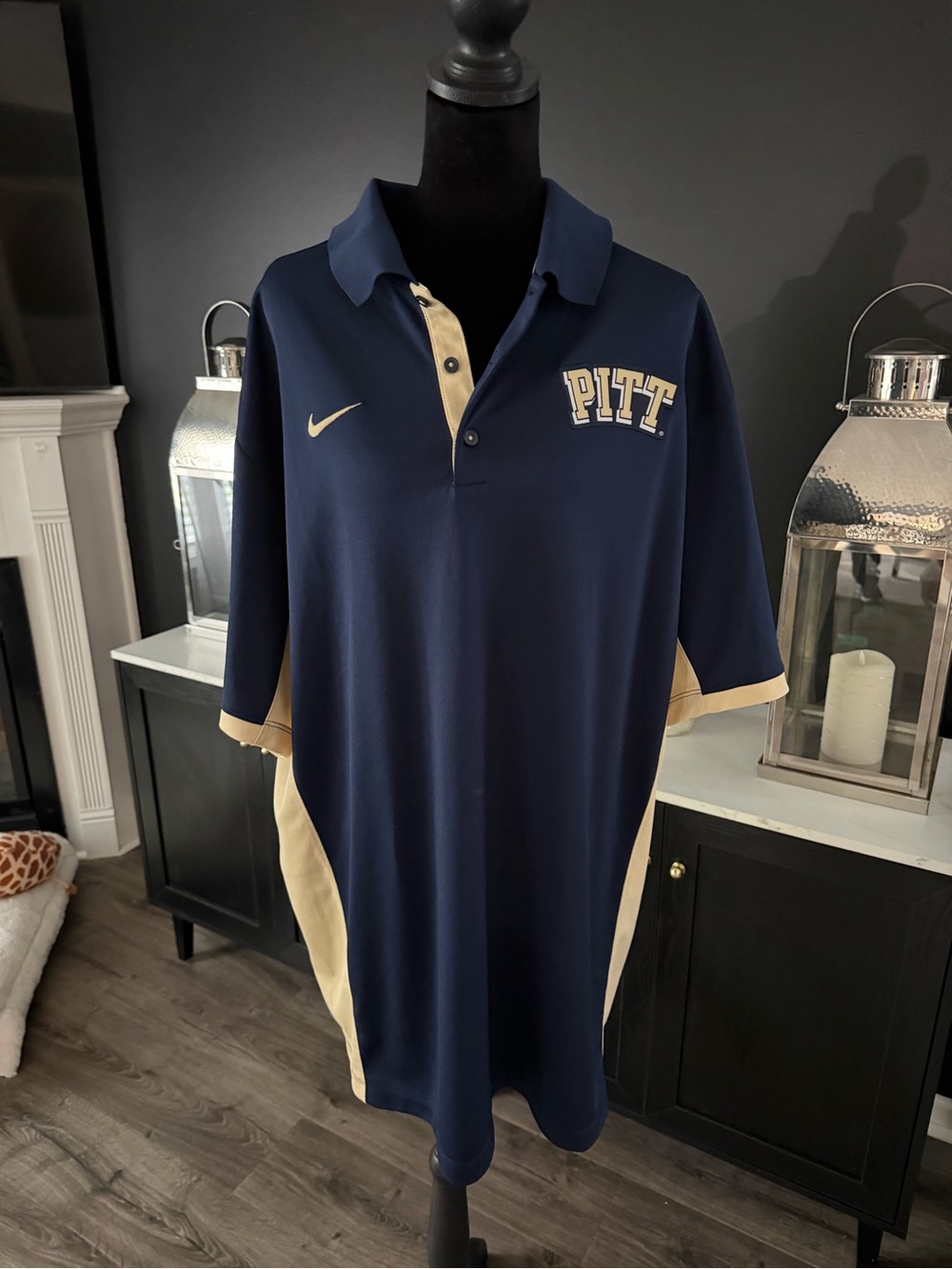Nike Dri-FIT Pitt Panthers Navy Gold Polo Shirt XXL - Picture 2 of 5